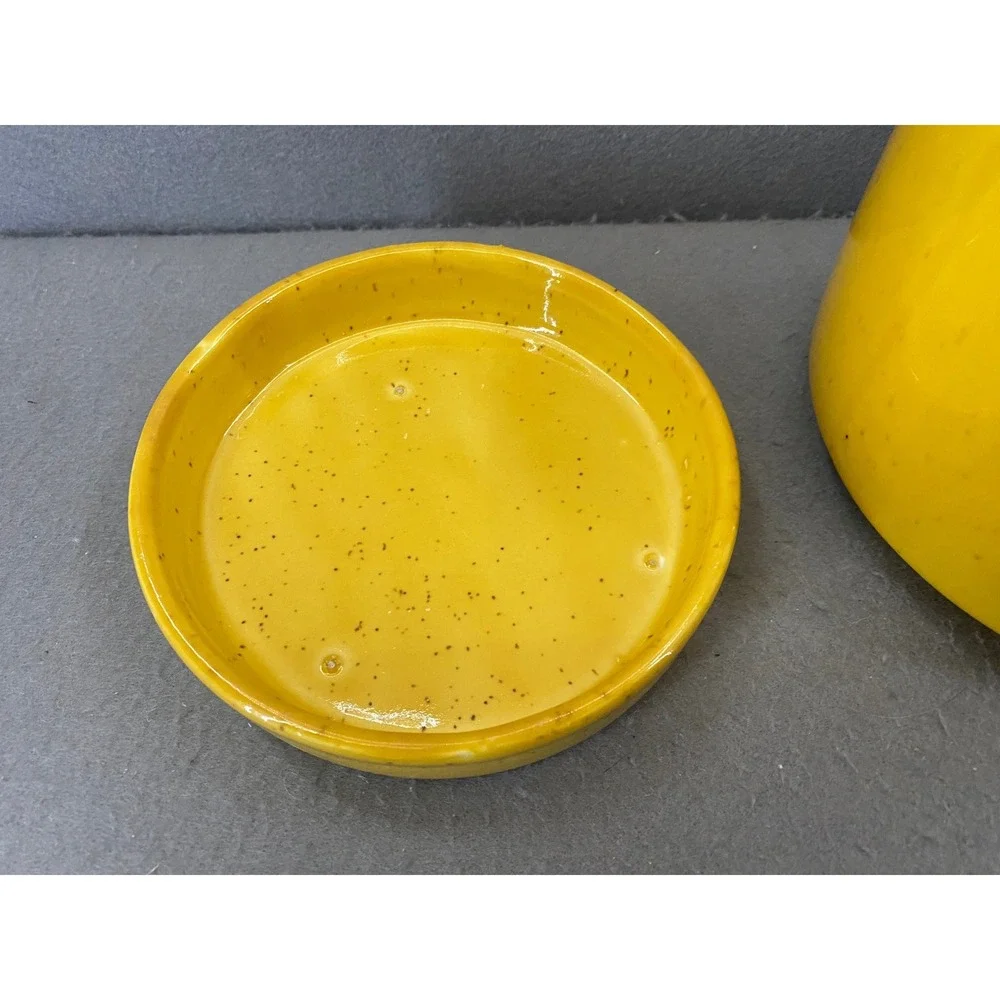 McCoy Yellow Speckled Ceramic TEA Canister Lid Mid-Mod Style Storage Jar